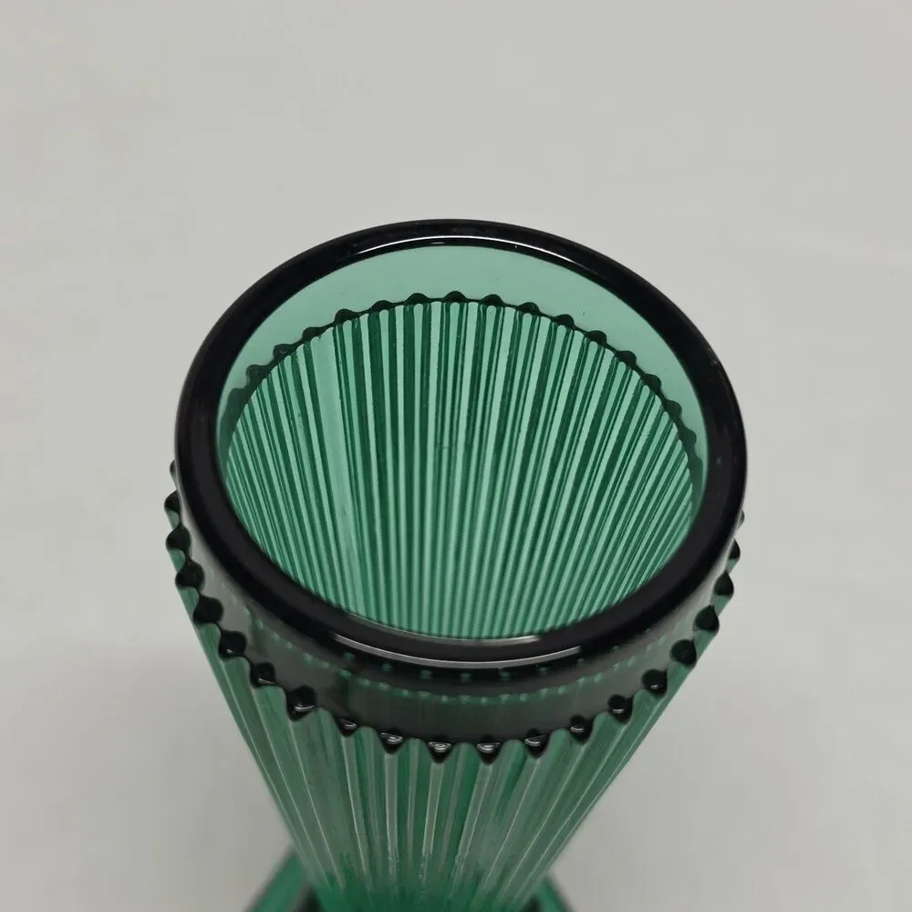 Vintage Emerald Green Pressed Glass Wine Goblet Or Small Vase Portugal